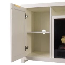 Inlet Cove 57-in Electric Fireplace TV Stand -electric fireplace Store Country Living Inlet Cove TV Stand Angled Eye Level Door Open Shelving Detail Silo