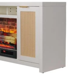 Inlet Cove 57-in Electric Fireplace TV Stand -electric fireplace Store Country Living Inlet Cove TV Stand Angled Eye Level Side Corner Detail Silo