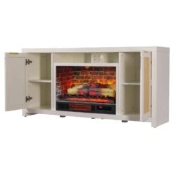 Inlet Cove 57-in Electric Fireplace TV Stand -electric fireplace Store Country Living Inlet Cove TV Stand Doors Open Angled Eye Level Silo
