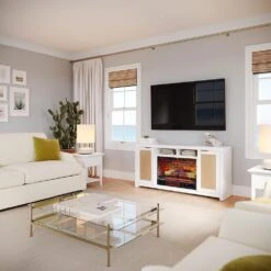 Inlet Cove 57-in Electric Fireplace TV Stand -electric fireplace Store Country Living Inlet Cove TV Stand Lifestyle Angled