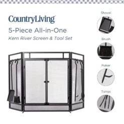 Country Living Kern River Fireplace Screen With Tool Set -electric fireplace Store Country Living Kern River Accessories Infographic 1