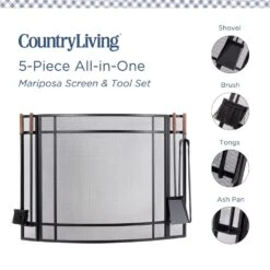 Country Living Mariposa Creek Fireplace Screen With Tool Set -electric fireplace Store Country Living Mariposa Accessories Infographic 1