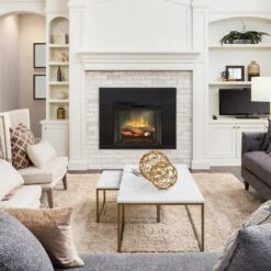 Dimplex 24-in Revillusion Weathered Concrete Firebox & 40-in Trim -electric fireplace Store Dimplex 24 in Revillusion Weathered Concrete Firebox and 40 in Trim RBF24DLXWC RBF24TRIM40 Lifestyle