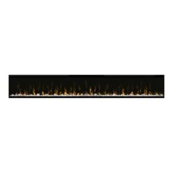 Dimplex 100 In. IgniteXL LED Built-In Linear Electric Fireplace - Multi-Fire XD Flame Technology - 1,000 SQ FT -electric fireplace Store Dimplex XLF100 Black Glass Media White Embers Orange Flames Closeup