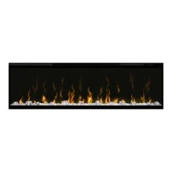 Dimplex 50 In. IgniteXL LED Built-In Linear Electric Fireplace - Multi-Fire XD Flame Technology - 1,000 SQ FT -electric fireplace Store Dimplex XLF50 Black Glass Media White Embers Orange Flames Closeup