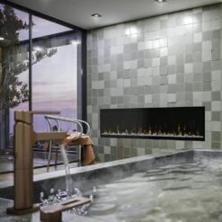 Dimplex IgniteXL 60-In Electric Fireplace W/ Driftwood Log Kit -electric fireplace Store Dimplex XLF60 Black Glass Media White Embers Orange Flames Bathroom