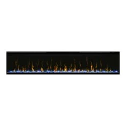 Dimplex 74 In. IgniteXL LED Built-In Linear Electric Fireplace - Multi-Fire XD Flame Technology - 1,000 SQ FT -electric fireplace Store Dimplex XLF74 Black Glass Media Blue Embers Orange Flames Closeup