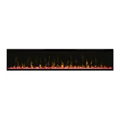 Dimplex 74 In. IgniteXL LED Built-In Linear Electric Fireplace - Multi-Fire XD Flame Technology - 1,000 SQ FT -electric fireplace Store Dimplex XLF74 Black Glass Media Red Embers Orange Flames Closeup