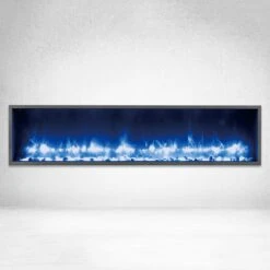 Dynasty 55-In Harmony Built-In Electric Fireplace -electric fireplace Store Dynasty DY BT55 Black Blue Pebbles Ember Bed Blue Flame Front