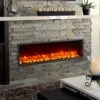 Dynasty 55-In Harmony Built-In Electric Fireplace -electric fireplace Store Dynasty DY BT55 Black Orange Pebbles Ember Bed Orange Flame Livingroom