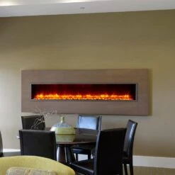 Dynasty 79-In Harmony Built-In Electric Fireplace -electric fireplace Store Dynasty DY BT79 Black Orange Pebbles Ember Bed Orange Flame Environment
