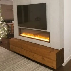 Dynasty 79-In Harmony Built-In Electric Fireplace -electric fireplace Store Dynasty DY BT79 Customer Image Orange Flames Life style 3 1