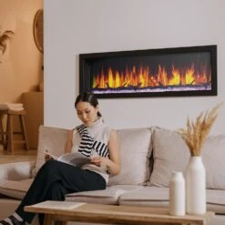 Dynasty 64-in Cascade Linear Electric Fireplace -electric fireplace Store Dynasty DY BTX64 Black Purple Ember Bed Logset Orange Flame Livingroom 1 b10ea334 3afd 47cb 8f90 f7c7c0519cda