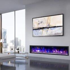 Dynasty 82-in Cascade Linear Electric Fireplace -electric fireplace Store Dynasty DY BTX82 Black Purple Ember Bed Logset Multi Flame Topfloor 81fa699c bb71 4da1 b854 96d0211b325c