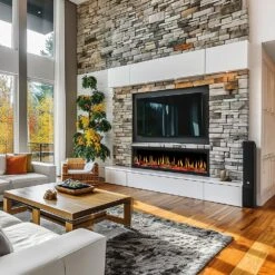 Dynasty 63-in Tempo Virtual Built-In Electric Fireplace -electric fireplace Store Dynasty Tempo DY FVX63 Lifestyle 2