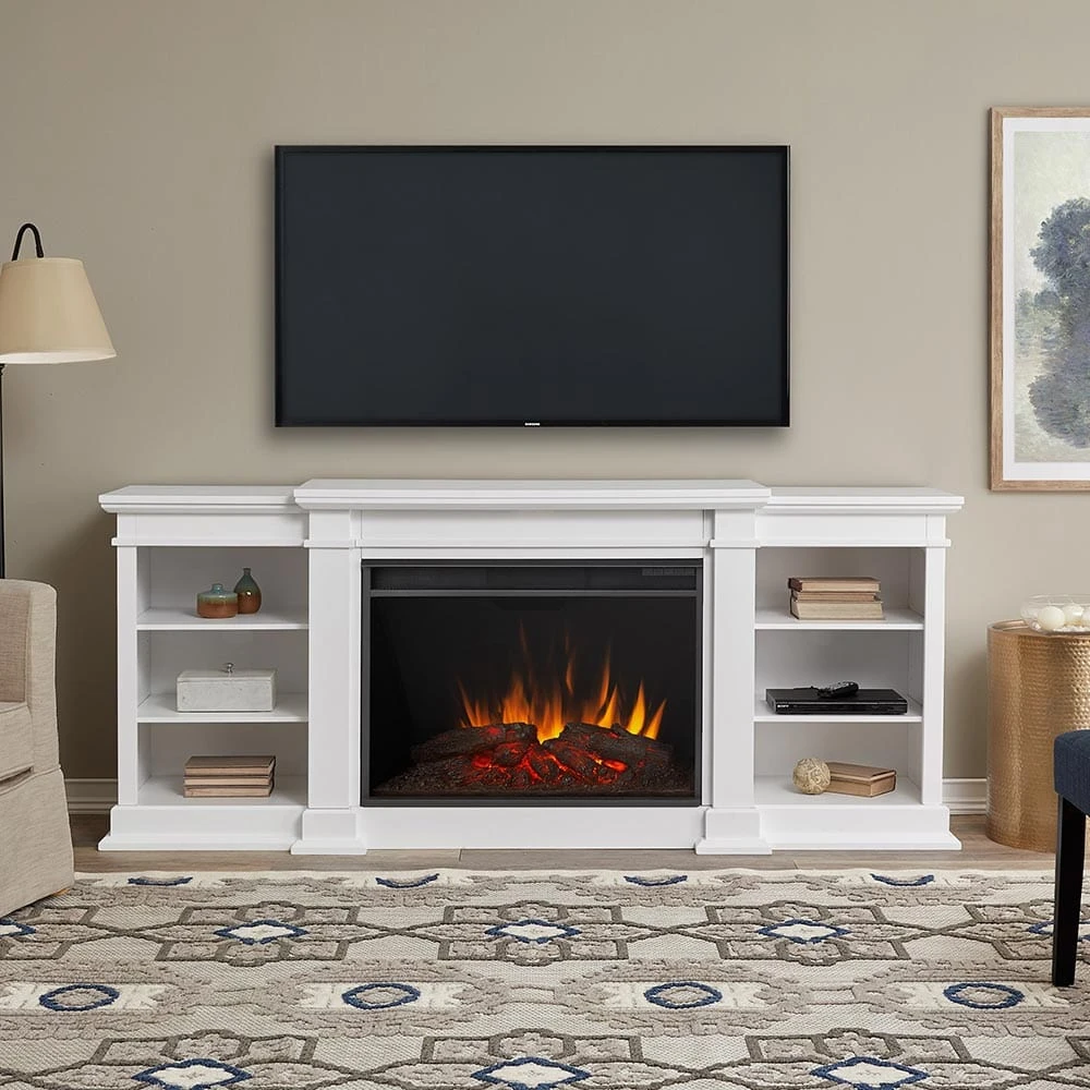 Eliot Grand Electric Fireplace TV Stand In White 1 Eliot Grand Electric Fireplace TV Stand In White