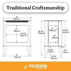 Forge & Flame Fuzion Multi-Sided Electric Fireplace Stove Heater -electric fireplace Store Forge 26 Flame FUZION EX Dimensions