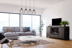 Napoleon Franklin Electric Fireplace TV Stand In Weathered Oak -electric fireplace Store Franklin NEFE30 3020RK Lifestyle w 1250 fps 12