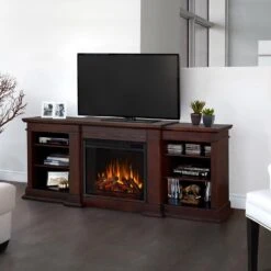 Fresno Electric Fireplace TV Stand In Dark Walnut