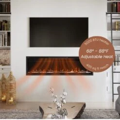 Modern Ember 60 In. Aerus LED Smart Electric Fireplace In Black With App Remote Control, Timer, And Multi-Color Flames 24 Modern Ember 60 In. Aerus LED Smart Electric Fireplace In Black With App Remote Control, Timer, And Multi-Color Flames -electric fireplace Store Modern Ember 60 Aerus Deep Heat