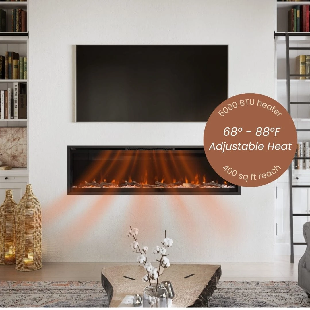 Modern Ember 60 In. Aerus LED Smart Electric Fireplace In Black With App Remote Control, Timer, And Multi-Color Flames 9 Modern Ember 60 In. Aerus LED Smart Electric Fireplace In Black With App Remote Control, Timer, And Multi-Color Flames - Image 9