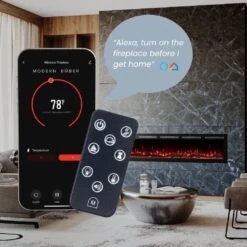 Modern Ember 72 In. Vibrance Built-In Smart Wi-Fi Enabled Linear Electric Fireplace With Remote Control And Adjustable Flame -electric fireplace Store Modern Ember 72 Vibrance Smart Tech