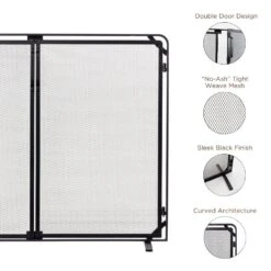 Modern Ember Aalto Fireplace Screen In Black -electric fireplace Store Modern Ember Aalto Black Accessories Infographic 2
