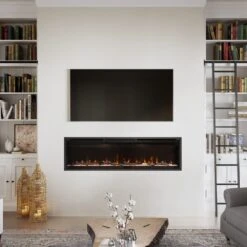 Modern Ember 60 In. Aerus LED Smart Electric Fireplace In Black With App Remote Control, Timer, And Multi-Color Flames 28 Modern Ember 60 In. Aerus LED Smart Electric Fireplace In Black With App Remote Control, Timer, And Multi-Color Flames -electric fireplace Store Modern Ember Aerus ME SL60 Orange Yellow Flame Lifestyle Straight Full 1