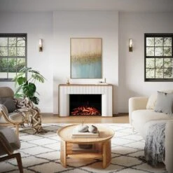 Modern Ember Arrie Venetian Electric Fireplace Mantel Package -electric fireplace Store Modern Ember Arrie Mantel Package Lifestyle Straight