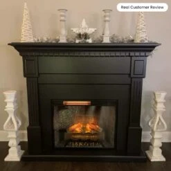 Modern Ember Augustine 55-in Electric Fireplace Mantel Package In Black -electric fireplace Store Modern Ember Augustine Black UGC