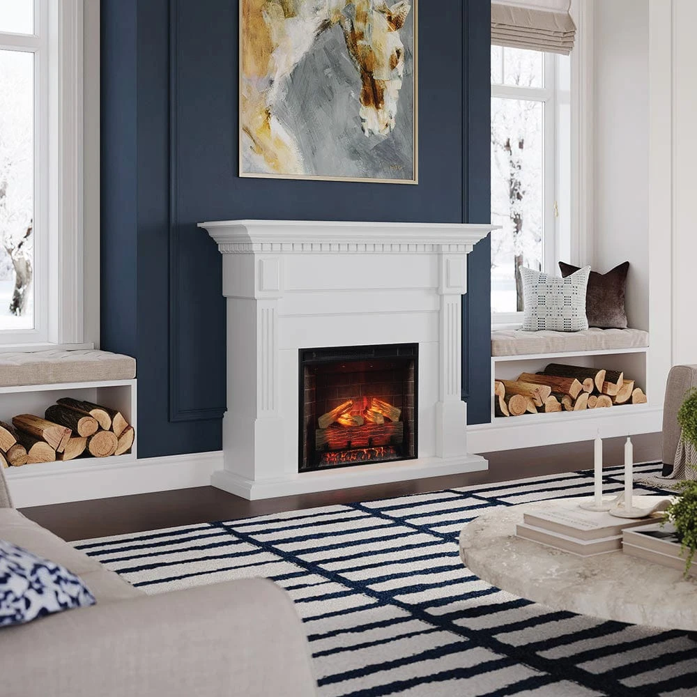 Modern Ember Augustine 55-in Electric Fireplace Mantel Package In White 13 Modern Ember Augustine 55-in Electric Fireplace Mantel Package In White - Image 13