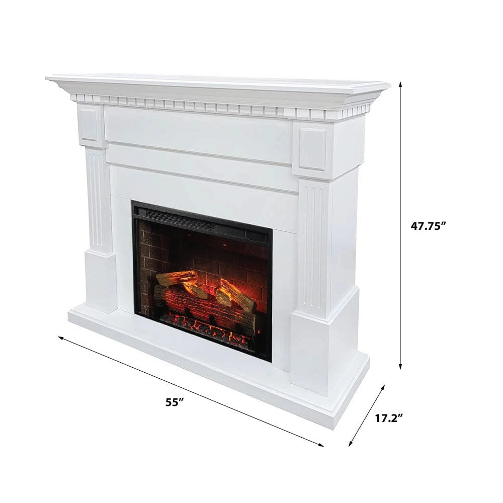 Modern Ember Augustine 55-in Electric Fireplace Mantel Package In White 15 Modern Ember Augustine 55-in Electric Fireplace Mantel Package In White - Image 15