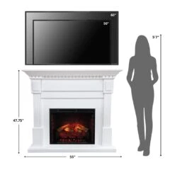 Modern Ember Augustine 55-in Electric Fireplace Mantel Package In White 20 Modern Ember Augustine 55-in Electric Fireplace Mantel Package In White -electric fireplace Store Modern Ember Augustine White Size Person TV Reference
