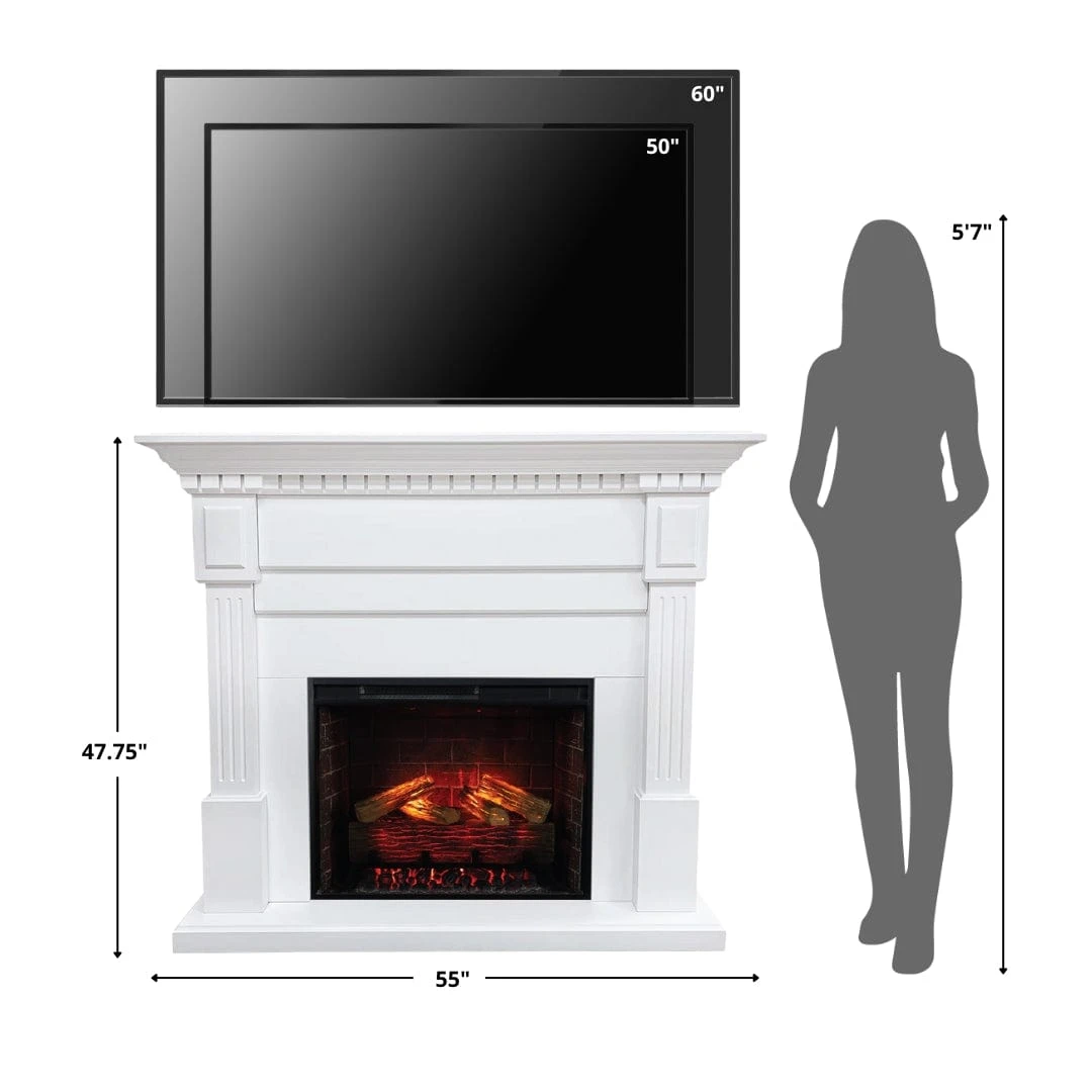 Modern Ember Augustine 55-in Electric Fireplace Mantel Package In White 6 Modern Ember Augustine 55-in Electric Fireplace Mantel Package In White - Image 6