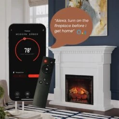 Modern Ember Augustine 55-in Electric Fireplace Mantel Package In White 19 Modern Ember Augustine 55-in Electric Fireplace Mantel Package In White -electric fireplace Store Modern Ember Augustine White Smart Tech