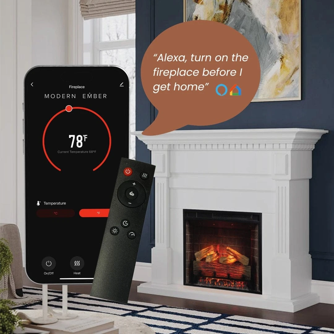 Modern Ember Augustine 55-in Electric Fireplace Mantel Package In White 5 Modern Ember Augustine 55-in Electric Fireplace Mantel Package In White - Image 5