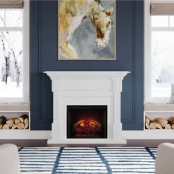 Modern Ember Augustine 55-in Electric Fireplace Mantel Package In White 28 Modern Ember Augustine 55-in Electric Fireplace Mantel Package In White -electric fireplace Store Modern Ember Augustine White Straight Lifestyle