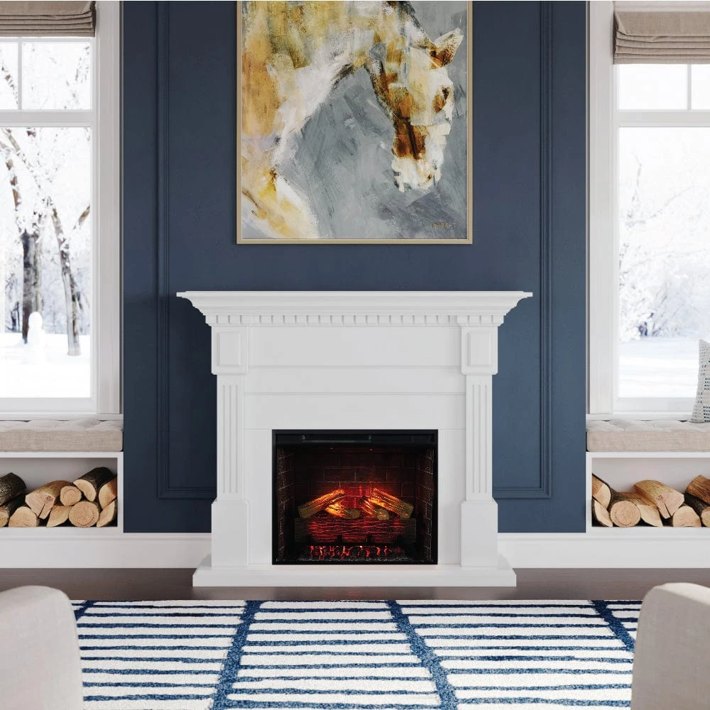 Modern Ember Augustine 55-in Electric Fireplace Mantel Package In White 14 Modern Ember Augustine 55-in Electric Fireplace Mantel Package In White - Image 14
