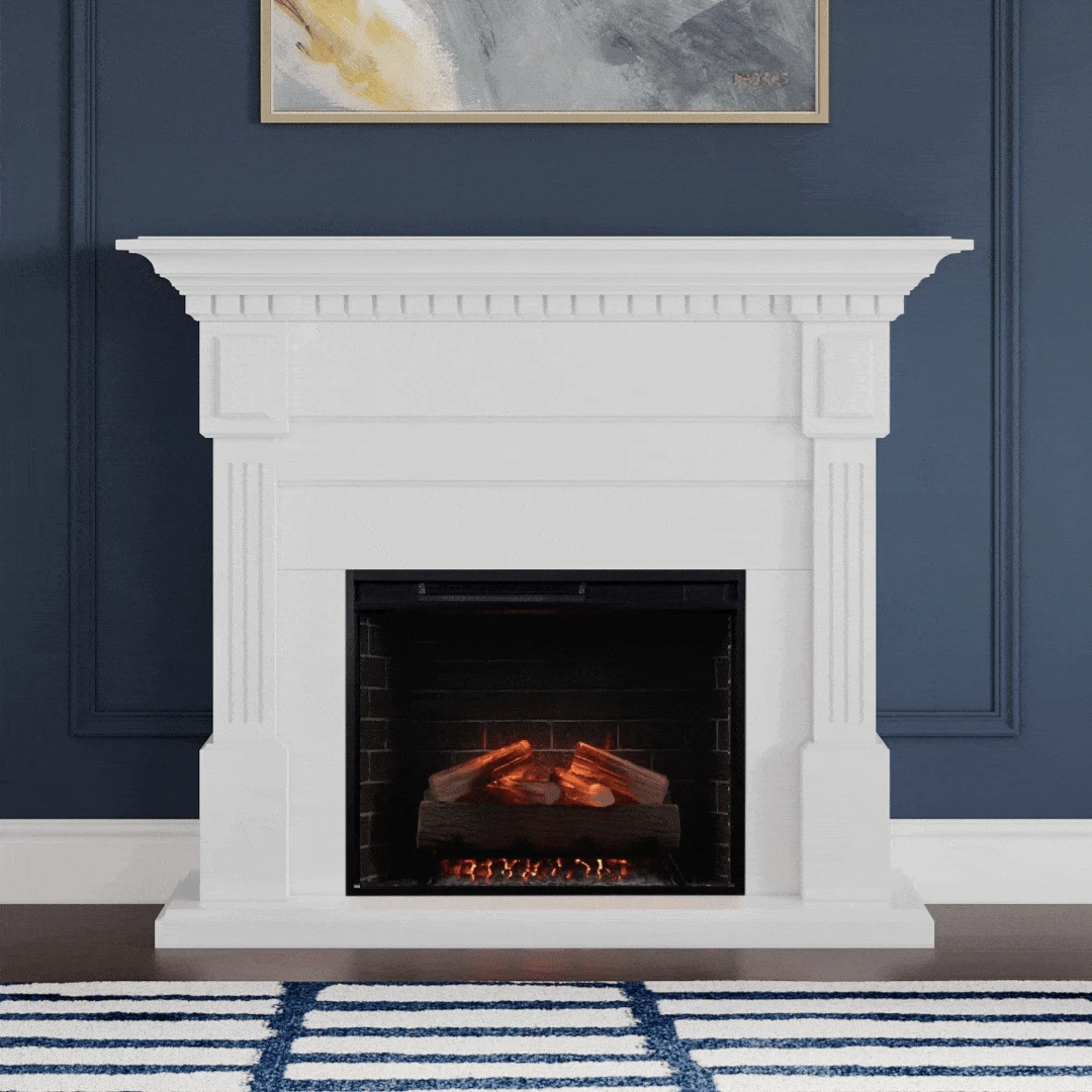 Modern Ember Augustine 55-in Electric Fireplace Mantel Package In White 2 Modern Ember Augustine 55-in Electric Fireplace Mantel Package In White - Image 2
