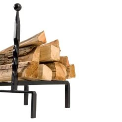 Modern Ember Bowmore Andirons In Black -electric fireplace Store Modern Ember Bowmore Andirons Angled Detailed Logs Silo