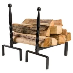 Modern Ember Bowmore Andirons In Black -electric fireplace Store Modern Ember Bowmore Andirons Angled Logs Silo
