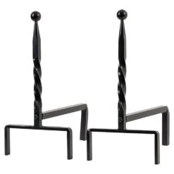 Modern Ember Bowmore Andirons In Black -electric fireplace Store Modern Ember Bowmore Andirons Angled Silo