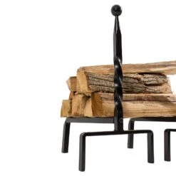 Modern Ember Bowmore Andirons In Black -electric fireplace Store Modern Ember Bowmore Andirons Left Side Logs Silo