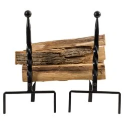 Modern Ember Bowmore Andirons In Black -electric fireplace Store Modern Ember Bowmore Andirons Straight Logs Silo
