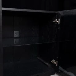 Channing 80-in Smart Black Electric Fireplace TV Stand -electric fireplace Store Modern Ember Channing Detail Storage