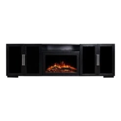 Channing 80-in Smart Black Electric Fireplace TV Stand -electric fireplace Store Modern Ember Channing Straight Silo