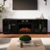 Channing 80-in Smart Black Electric Fireplace TV Stand -electric fireplace Store Modern Ember Channing TV Stand Lifestyle Straight 3