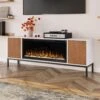 Emory 74-in Smart White Electric Fireplace TV Stand 21 Emory 74-in Smart White Electric Fireplace TV Stand -electric fireplace Store Modern Ember Emory Lifestyle Angled Cropped
