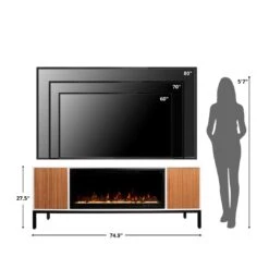 Emory 74-in Smart White Electric Fireplace TV Stand -electric fireplace Store Modern Ember Emory Size Person TV Reference
