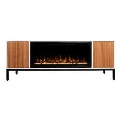 Emory 74-in Smart White Electric Fireplace TV Stand -electric fireplace Store Modern Ember Emory Straight Silo
